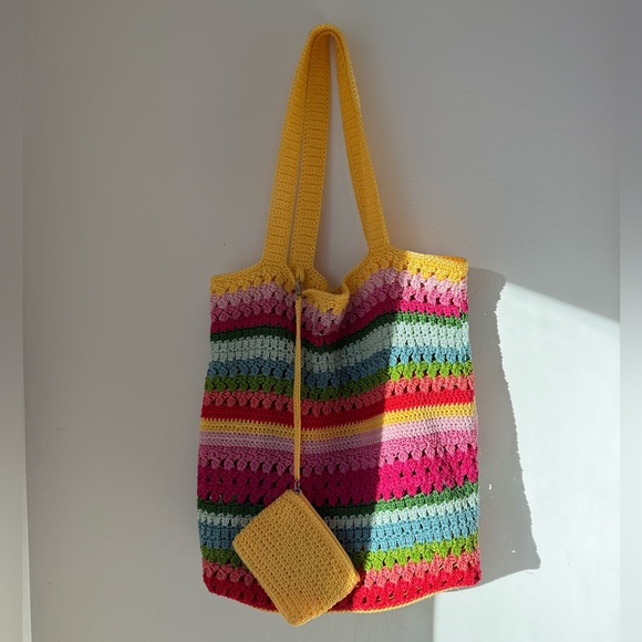 The Sak - Hand-Crochet Tote / Shoulder Bag & Matching Wallet: Laguna Beach IV - Picture 1 of 11